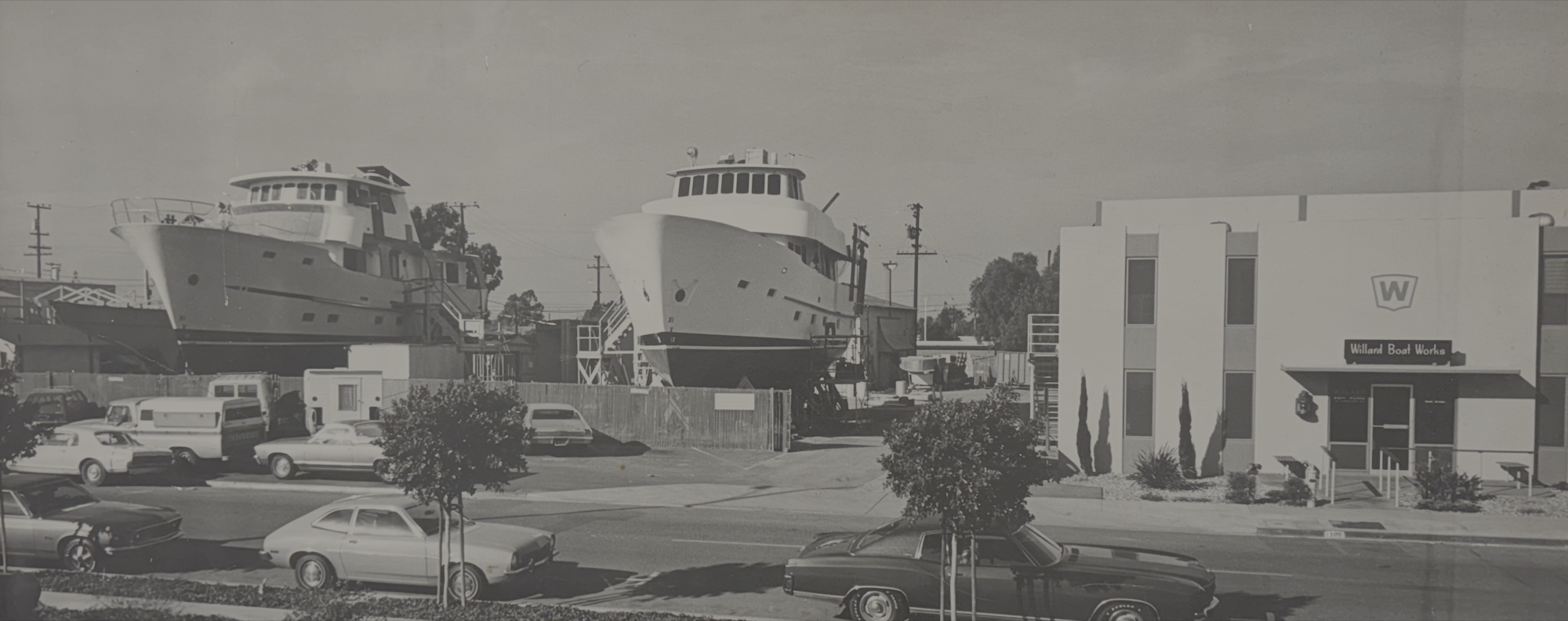 Historical photo of the Willard Marine boat works yard